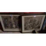 William Hogarth: a set of six framed antique monochrome engravings, being Plates 1 to 6 of "The