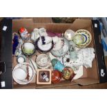 A box containing a quantity of ceramics including Torquay ware, small bust of Field Marshal 'Bobs'