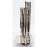 Gio Ponti (1891-1979): A mid 20th Century Christofle Orgue silver plated vase of five asymmetric