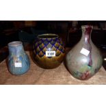 Three pieces of French art pottery