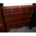 A 3' 6" Victorian stained and grained pine chest of two short and three long graduated drawers,