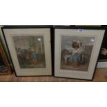 After F Wheatley: a set of six framed antique "Cries of London" coloured prints, all with English