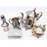 Five silver plated items including Christofle caster, etc.