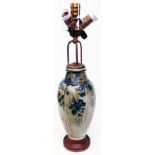 A large Lachenal pottery three branch table lamp - signed
