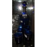 A Venetian blue glass liqueur set