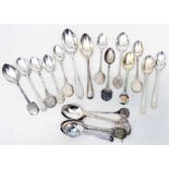 A collection of silver souvenir and other spoons - sold with other plated examples