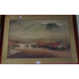 John Baragwanath King: a gilt framed watercolour, entitled "A Salmon Pool, Lochaber" - signed with