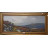 J. Whiteley (R.D.Sherrin): a gilt framed gouache, depicting a panoramic moorland view with pool