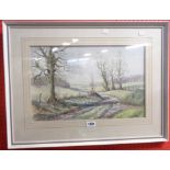 Arnold Dransfield: a framed watercolour, entitled "The Old Cart Track" - signed and bearing artist's