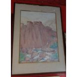 Alex Graham Monroe: a watercolour, depicting the high Atlas mountains, Morocco - signed bottom left