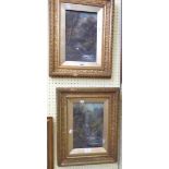 A pair of gilt gesso framed late 19th Century watercolours both, depicting woodland streams -