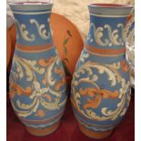 A pair of Aller Vale unglazed Scandy pattern vases