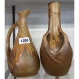 A French Denbac pottery jug with partial tin glaze - sold with a similar Denbac vase