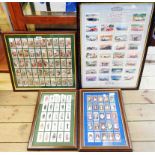 Four framed sets of cigarette and cigar cards, comprising Players, Past & Present, Cries of London