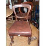 Two pairs of Victorian mahogany framed balloon back dining chairs - sold with another similar -