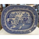 A Willow pattern meat plate