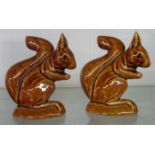 Two Poole Pottery squirrels