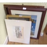 Michael D. Hill: an unframed mounted watercolour, depicting an estuary scene with vessels and