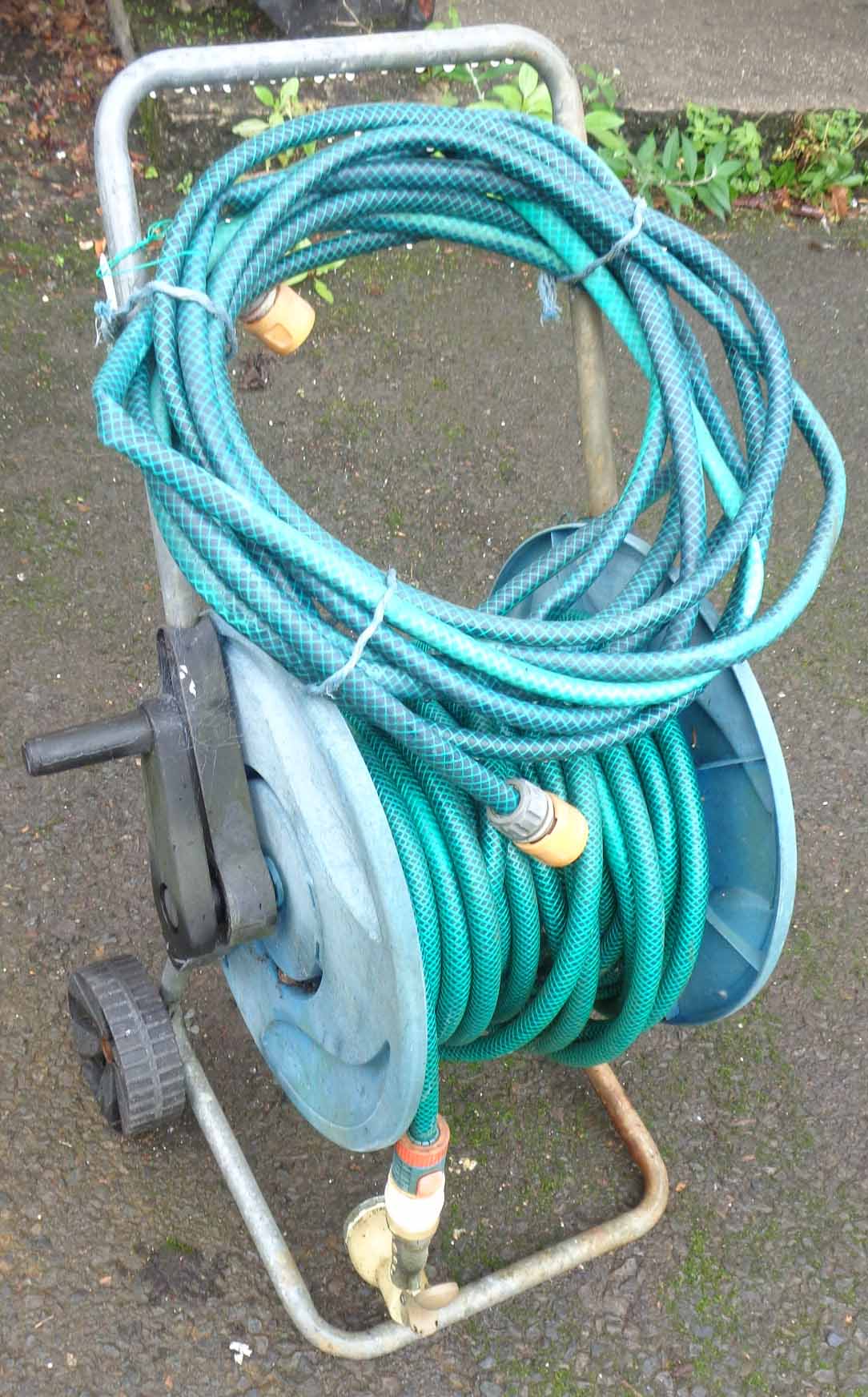 A garden hose on reel