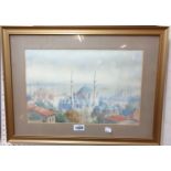 A 20th Century gilt framed watercolour, depicting a view of Istanbul with the Yavuz Sultan Selim