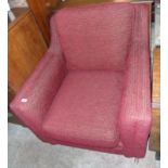 A Marks and Spencer 2002 Art Deco style armchair, upholstered in red material