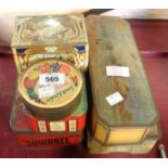 Six vintage tins