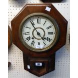 A 19th Century American stained mixed wood cased drop-dial wall clock with printed paper dial,