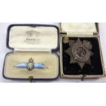 A mid 20th Century marked Silver enamelled RAF badge in original Gieves Ltd. of London box - sold