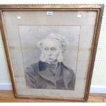 F. Lyon: gilt framed late 19th Century pencil and charcoal portrait of a gentleman - signed and