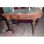 A 3' 3" 19th Century mahogany writing table with later leatherette inset top, flanking brackets