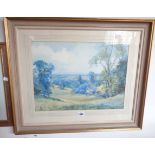 W. A. Desmond King: a parcel gilt framed watercolour, depicting a view of Ampthill from Bedford -