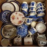 A Coalport part tea service, Willow pattern teaware, etc.