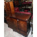 A reproduction mahogany cross banded CD cabinet and matching media cabinet - sold with a 32"