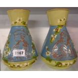 A pair of Torquay Pottery vases with sgraffito figure decoration