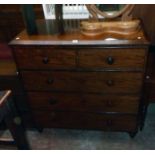 A 3' 10" Victorian mahogany and cross banded chest of two short and three long graduated drawers,