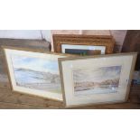 Brian Hayes: framed coloured print, depicting Dartmouth estuary - sold with a framed print,
