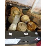 A quantity of collectable items including stoneware jars, oil lamp, etc.