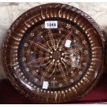 A Fishley Holland glazed pottery decorative dished plate