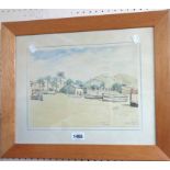 G. Bestard: a polished oak framed watercolour, entitled "Playa Alicante" - signed and titled