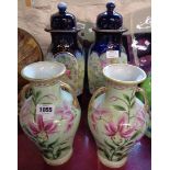 A pair of Noritake vases - sold with a pair of lidded vases