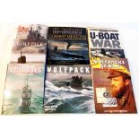 Seven vols. of U-boat interest glossy hard back books including Wolf Pack by Gordon Williamson and