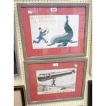 A pair of framed 1950's coloured advertising prints for Guinness