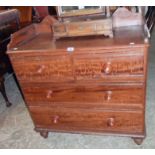 A 3' 1" Victorian wood grained pine dressing chest with shaped splash back gallery, two short and