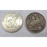 A 1900 silver Crown and a 1972 Eisenhower Dollar