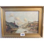 R. G. Davie: a pair of gilt framed oils on board, one depicting Clifton suspension bridge, the other