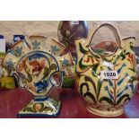 Two pieces of Aller Vale comprising Persian pattern double spouted vase and Scandy tulip vase