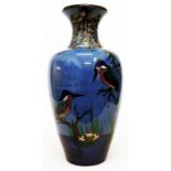 A 20th Century Longpark kingfisher pattern baluster vase with decorator's initials and 1931 date -