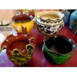 Four Torquay Pottery cachepots of various design