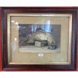 S. R. Allen: an oak framed monochrome watercolour study of a dead pheasant - signed
