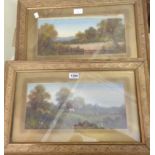 Pair of gilt framed early 20th Century oils on card, one depicting a rural cottage, the other a